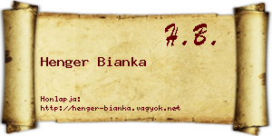 Henger Bianka névjegykártya
